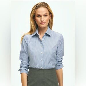 Brooks Brothers Fitted Stretch Supima® Cotton Non-Iron Mini Stripe Dress Shirt